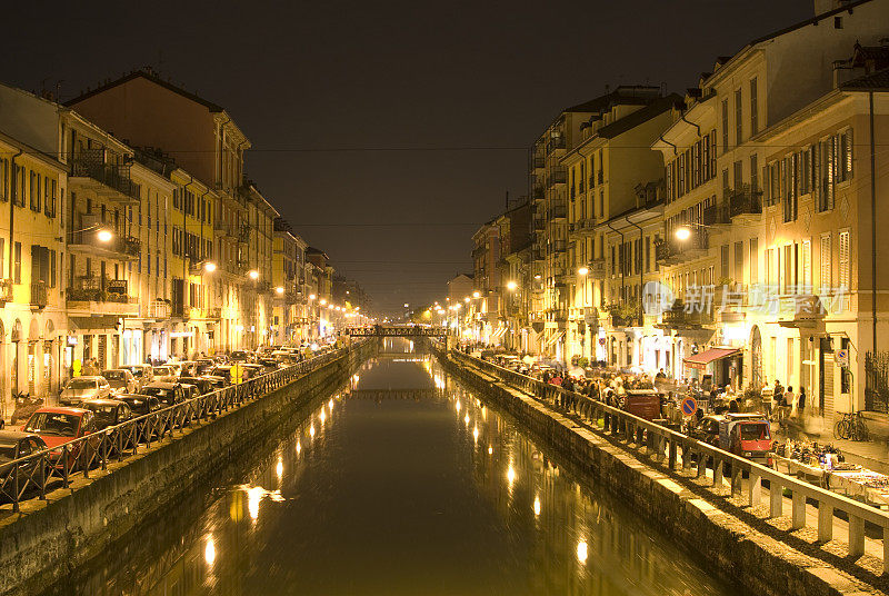 晚上的 Naviglio Grande - 米兰